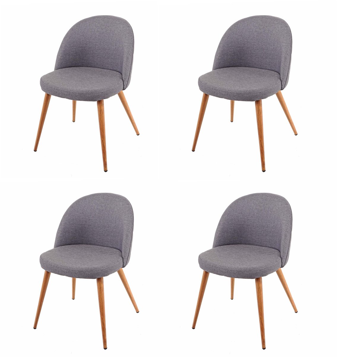 Set van 4 eetkamerstoelen MCW-D53, keukenstoel, retro jaren 50 ontwerp, stof/textiel ~ donkergrijs