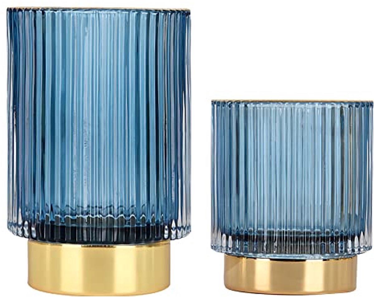 Make-up Borstelhouder Organizer voor Cosmetica - Vintage Glazen Opberghouder in Blauw