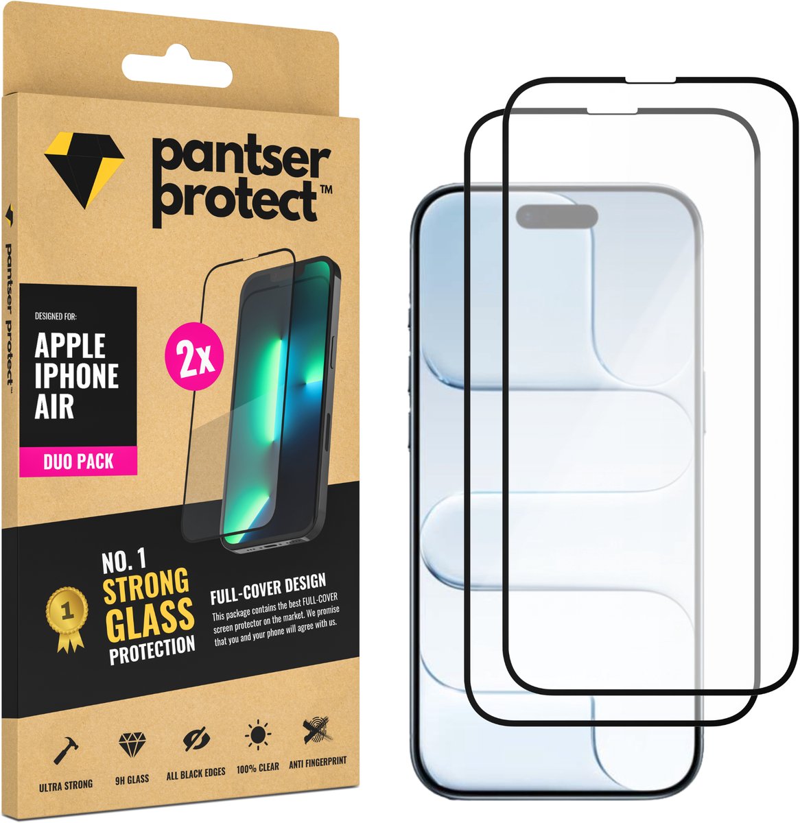DUO-PACK - 2x Pantser Protect™ Glass Screenprotector Geschikt voor Apple IPhone 17 Air - Case Friendly - Premium Pantserglas - Glazen Screen Protector