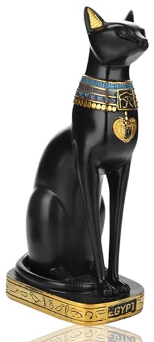 Zwarte kat standbeeld - Egyptische kat beeldjes voor thuiskantoor en bar decoratie