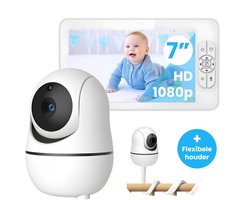 Zevio XL Elite Babyfoon met Camera en Groot 7 Inch HD Baby Monitor - met Slimme Functies - Uitbreidbaar - Baby Camera - Inclusief Flexibele Houder