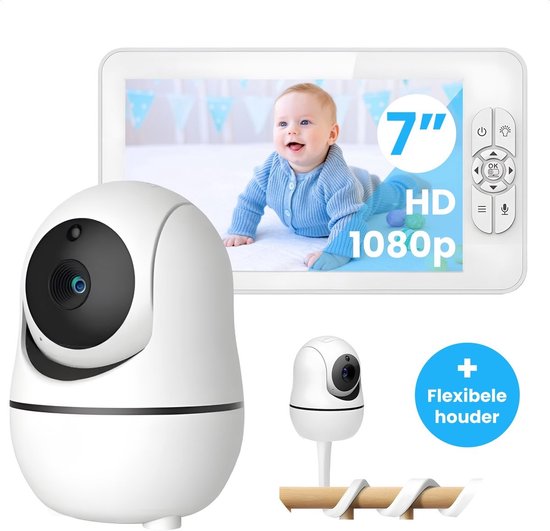 Zevio XL Elite Babyfoon met Camera en Groot 7 Inch HD Baby Monitor - met Slimme Functies - Uitbreidbaar - Baby Camera - Inclusief Flexibele Houder