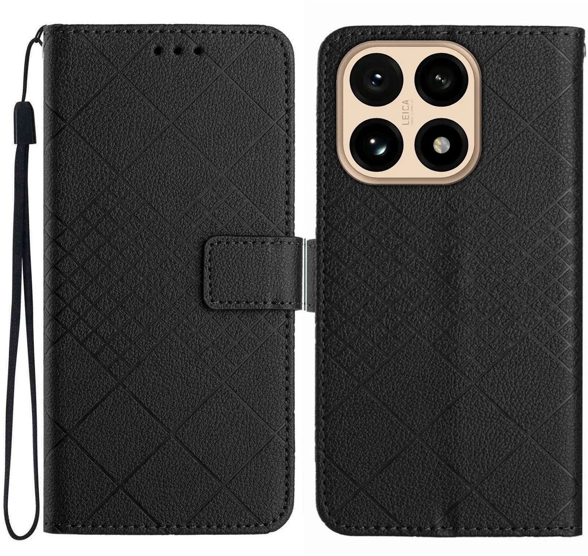 Coverup Hoesje - Geschikt voor Xiaomi 15T Hoesje - Coverup Rhombus Book Case - Zwart