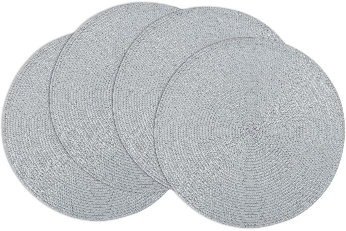 Ibenzoa® Set van vier ronde placemats in lichtgrijs voor een stijlvolle eettafel