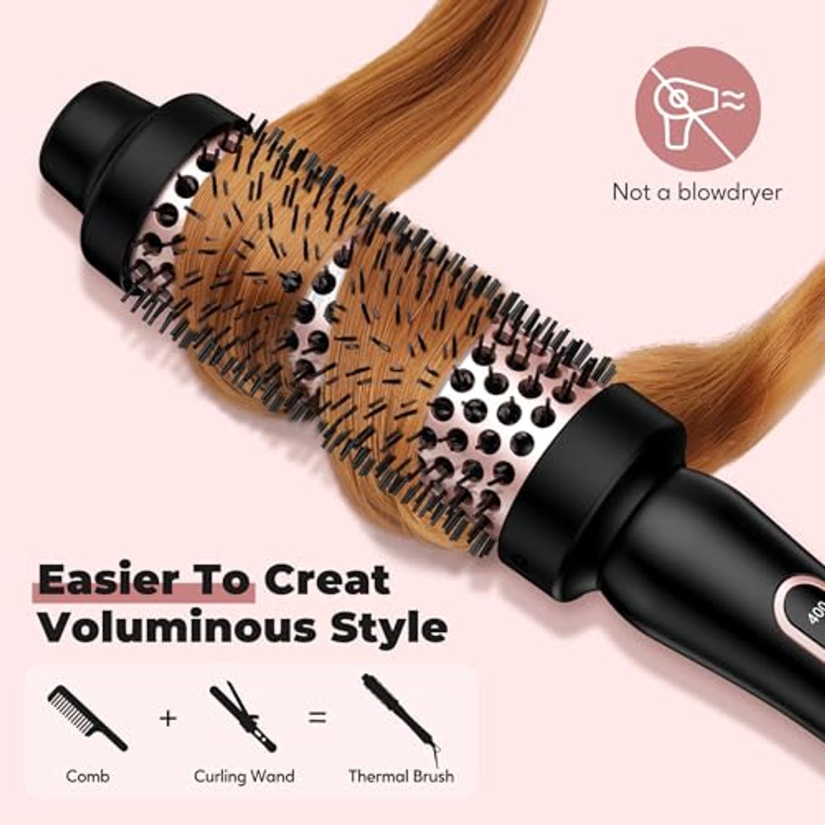 Thermal Brush 38mm met 5 Temperatuurinstellingen - Hitteborstel voor Volume en Losse Krullen