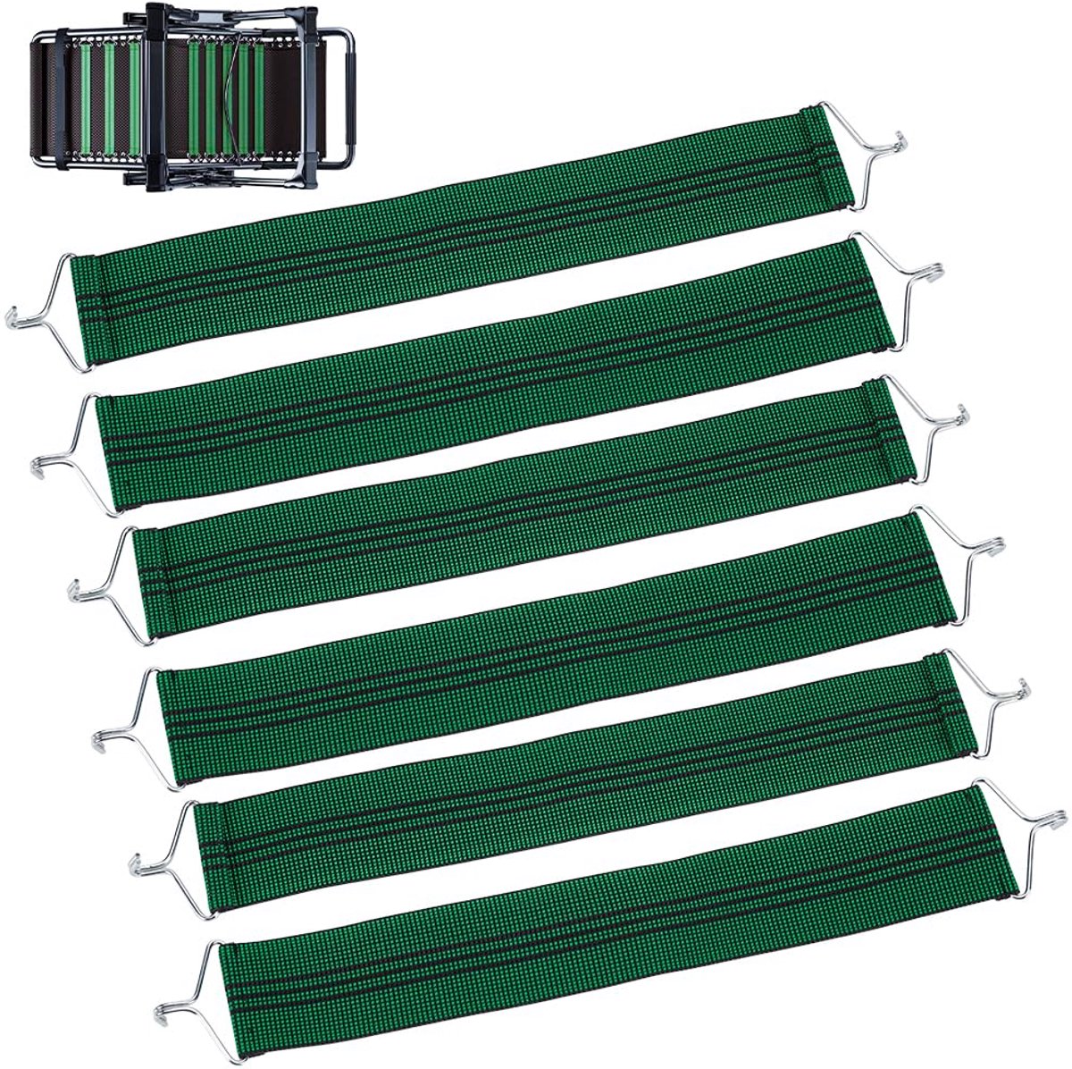 Selbro® 6 stuks Dikker Zwaartekracht Stoel Riemen, 38x5.6cm Zero Gravity Stoel Stof Versterkte Anti-Crack Riem met IJzeren Haken voor Ligstoel Versterking Riem vervanging
