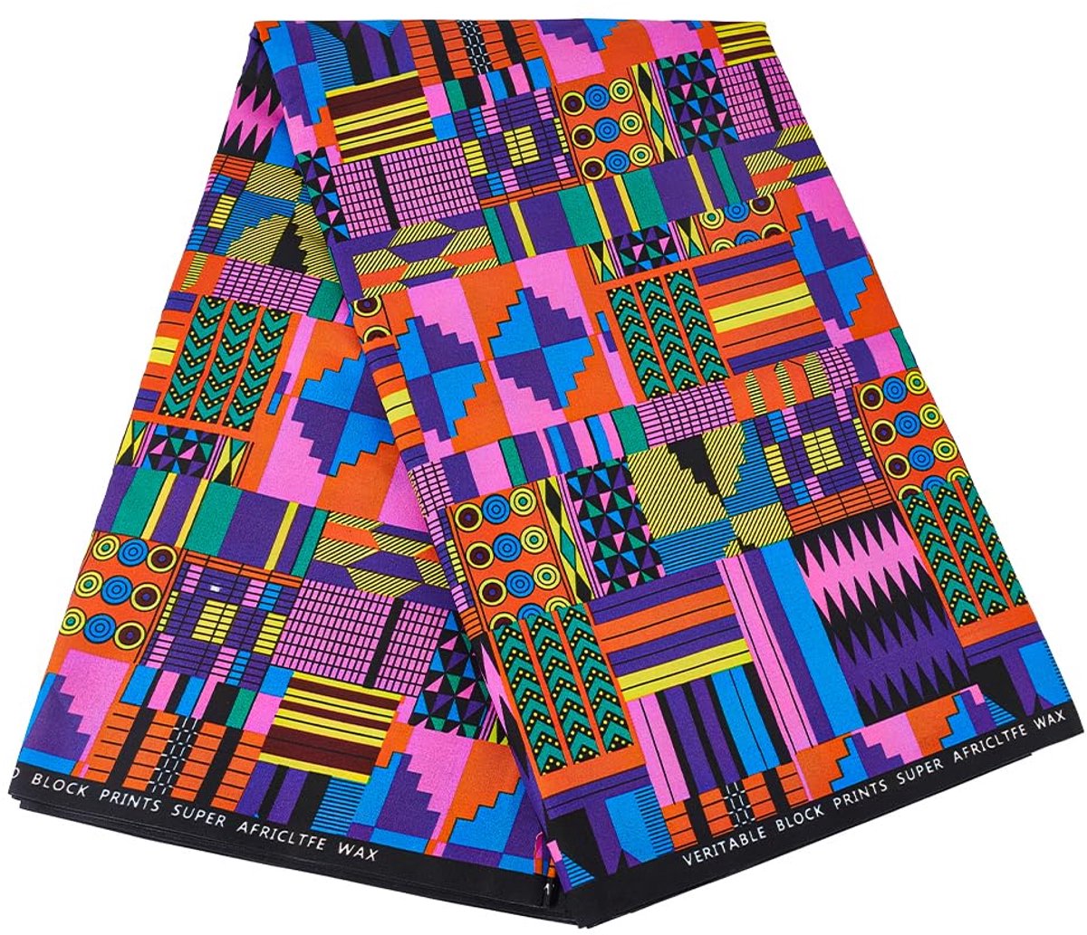 6 Yards/5.5 M Doek Afrikaanse Stof Door De Yard 114Cm Breed Kleurrijke Kente Wax Gedrukt Polyester Stof Etnische Stijl Patchwork Stof Voor Party Jurk Diy Ambachten Kledingstuk