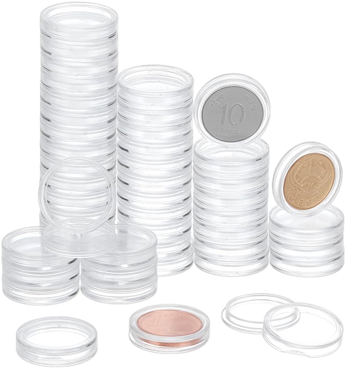 160 stuks muntencapsules houder voor verzamelaars 16 mm plastic munten opbergdoos doorzichtige platte ronde munthouder, beschermende hoesjes voor munten display en organisator