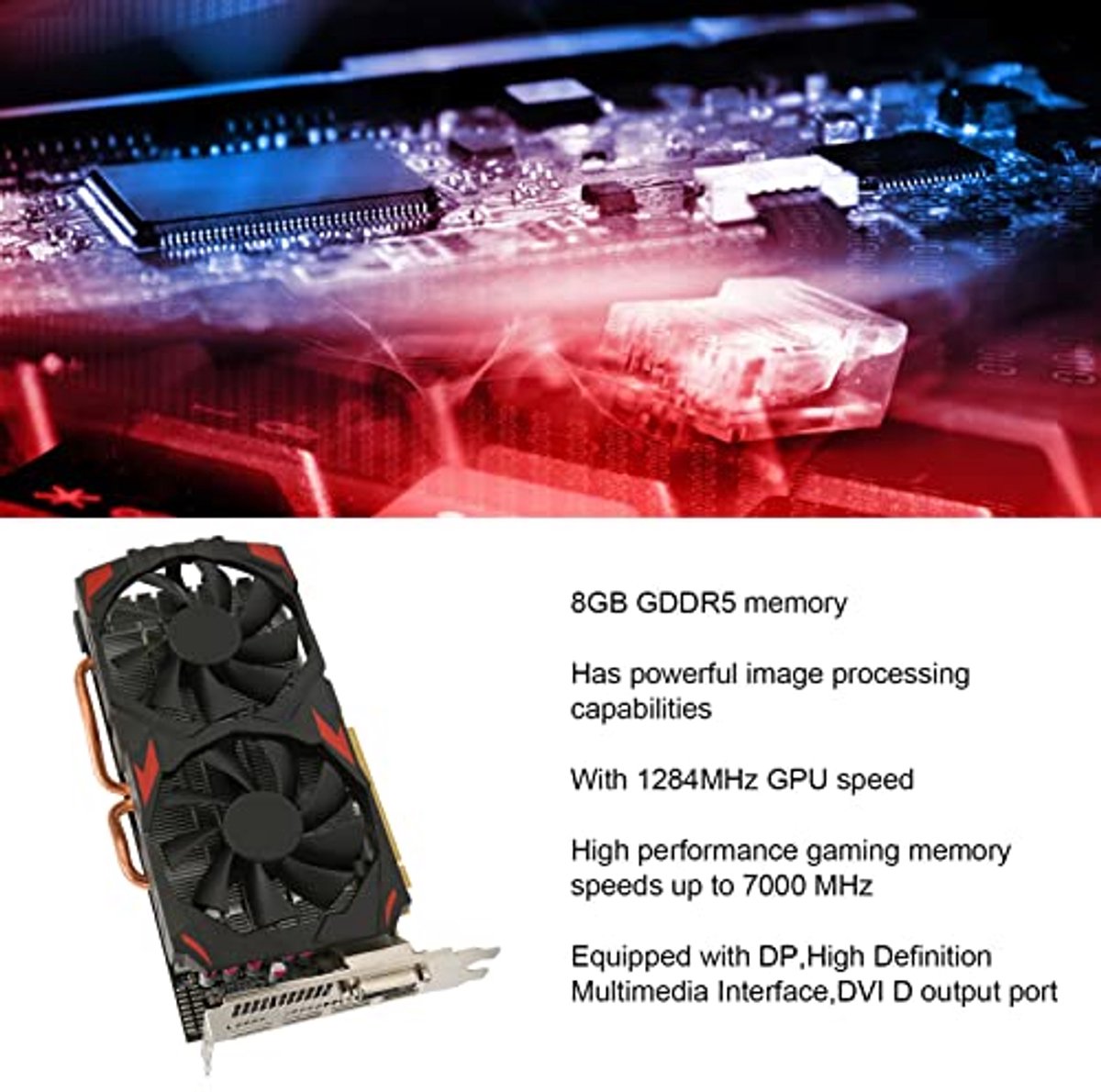 Rx 580 Grafische Kaart, 8Gb Gddr5 256Bit-Ondersteuning 8K 2 Koelventilatoren 16 videokaart - afbeelding 7