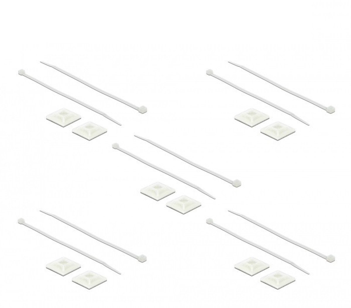 Tie-wraps 300 x 4,8mm (10 stuks) met zelfklevende houders (10 stuks) / transparant