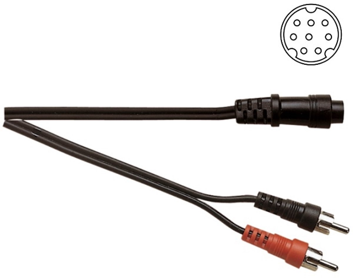 Mini DIN 8pins - Tulp stereo 2RCA kabel - 3 meter