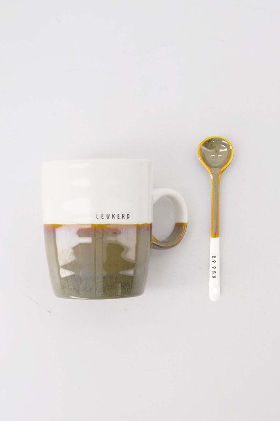 Set tasse à thé et cuillère Zusss Wit/ Wit foncé Blanc