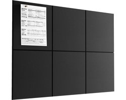 6 stuks vilt decoratie muurpanelen - Met punaises - 30x30 cm - Prikbord - Groot kurkbord voor muren - Kantoor kurk prikbord en viltboard (Zwart)