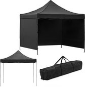 Springos Partytent - 300x300xcm - Hoogte Verstelbaar - PVC - Polyester - Harmonica- Frame - Zwart