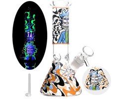 Compacte Lichtgevende Glazen Bong van 20 cm - Waterpijp met Schaal en Zeef 14,5 mm