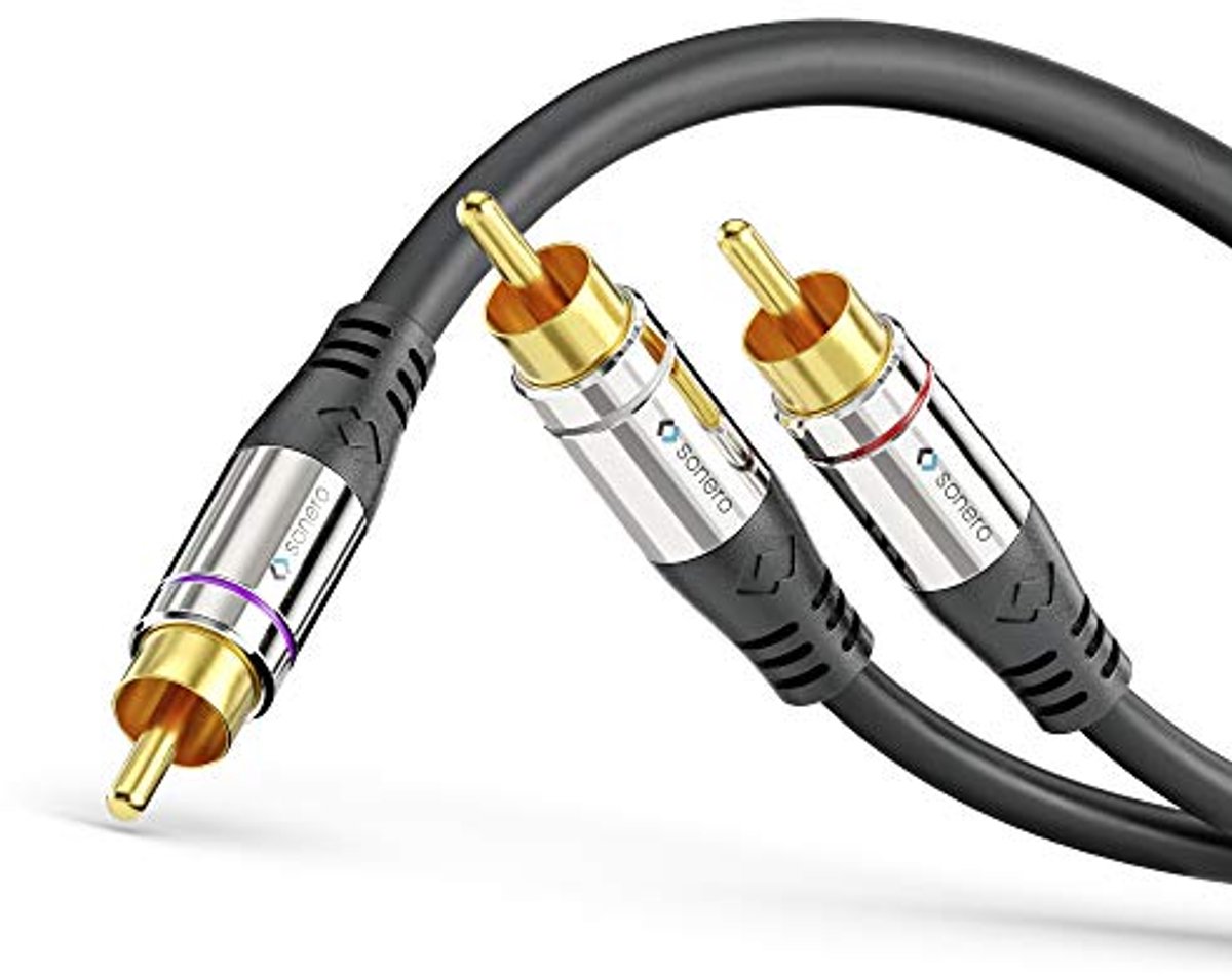 Premium RCA Audiokabel 1x RCA naar 2x RCA 3m met Vergulde Contacten - Zwart
