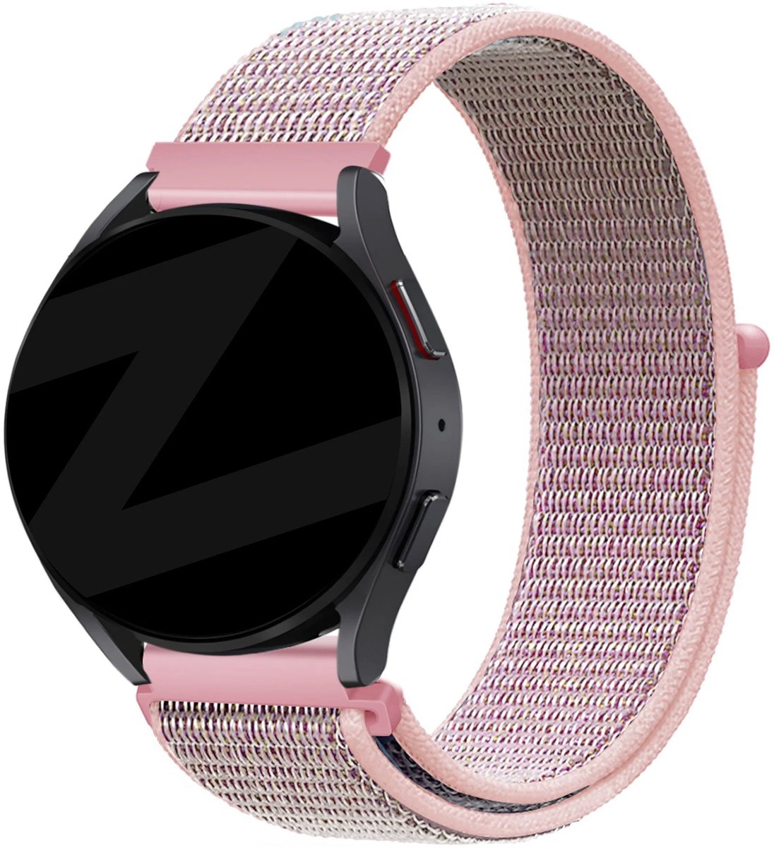 Bandz Hoogwaardige nylon band met klittenband - geschikt voor Garmin Vivoactive 6 / 5 / 3 / Vivomove HR / Style / Luxe / Sport / Trend / Forerunner 645 / 245 / 165 / 55 / Approach S12 / S40 / S42 / S44 / S50 / Venu SQ / SQ2 / 2Plus (roze)