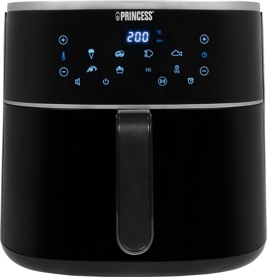 Princess Digitale Airfryer XXL 182254 - 8 liter - Extra Groot - PFAS vrij - Heteluchtfriteuse - Inclusief in hoogte verstelbaar Grillrack - Digital Touchscreen - 8 Automatische Programma's - 1800W - Zwart