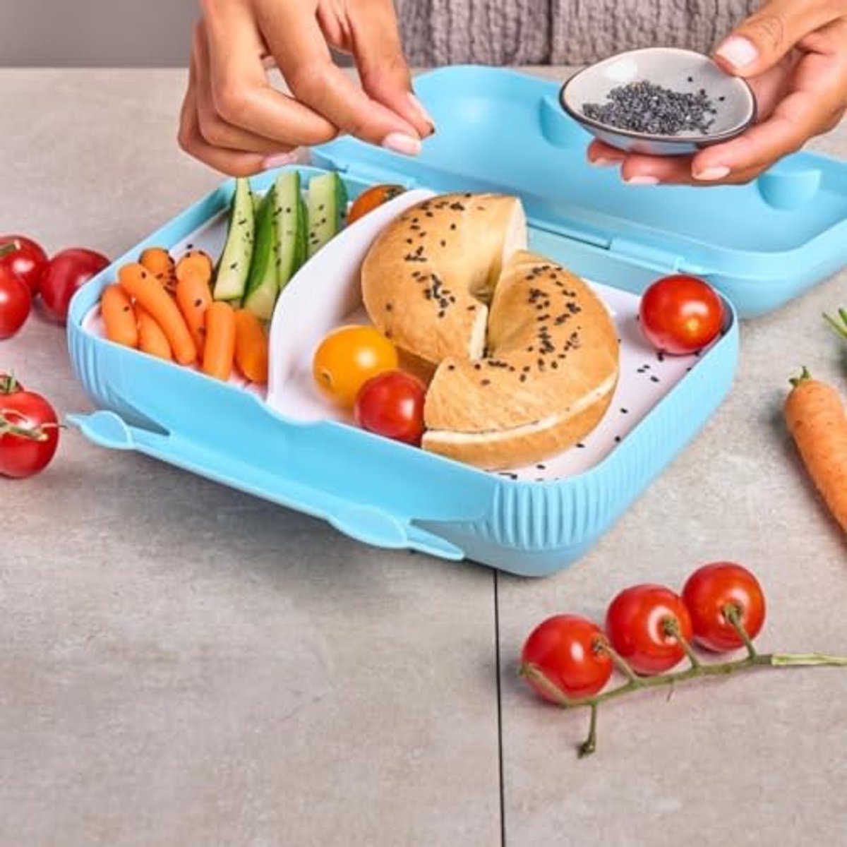 Broodtrommel met scheidingswand voor lunch en snacks