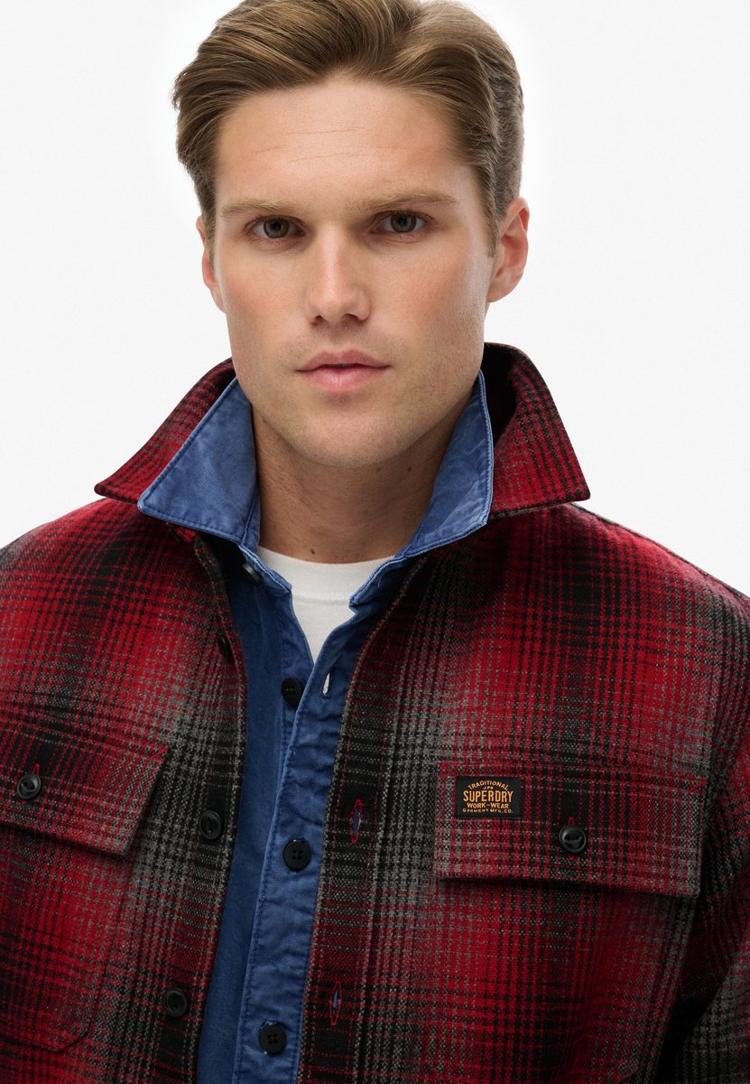 Superdry Wollen Miller Overshirt Heren Lange mouwen shirts Rood