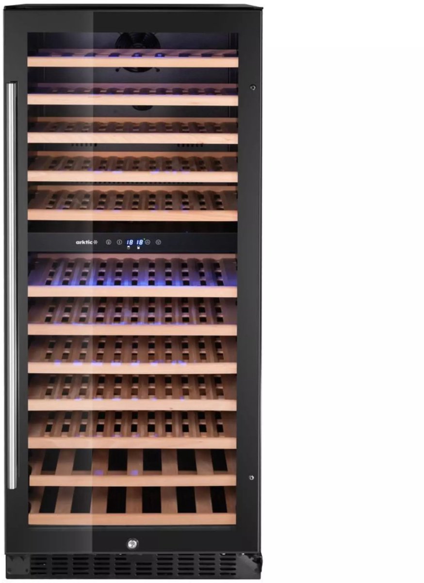 Hendi Arktic Wijnkoeler - 2 Zones - 124 Flessen - 265L - +5°C tot +18°C - Zwart - 569x595x1397mm