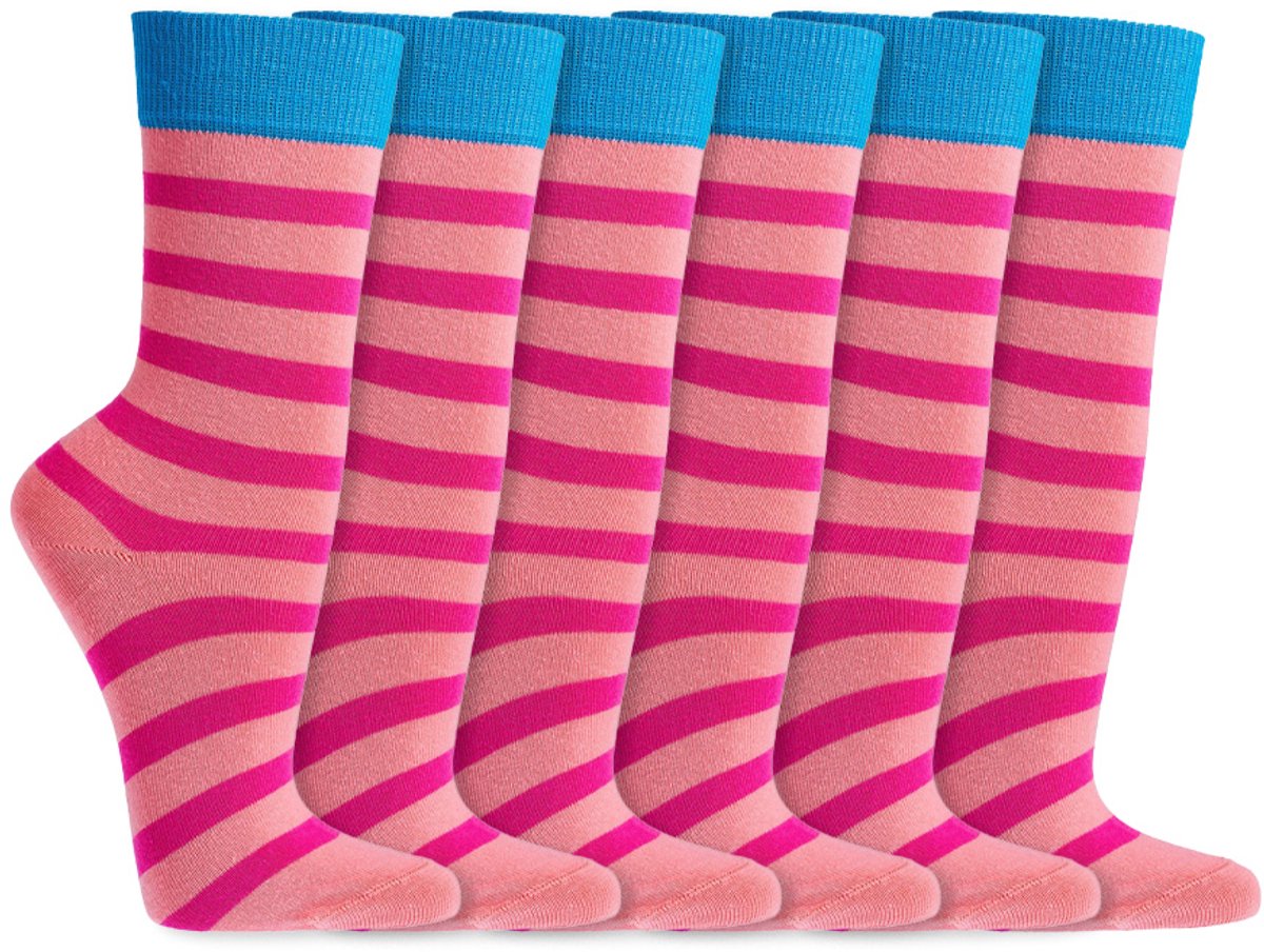 Biologische kindersokken | Vrij van schadelijke stoffen | Merk: Socks4Fun | Maat: 19 t/m 38 | Kleur: Roze | 6 Paar