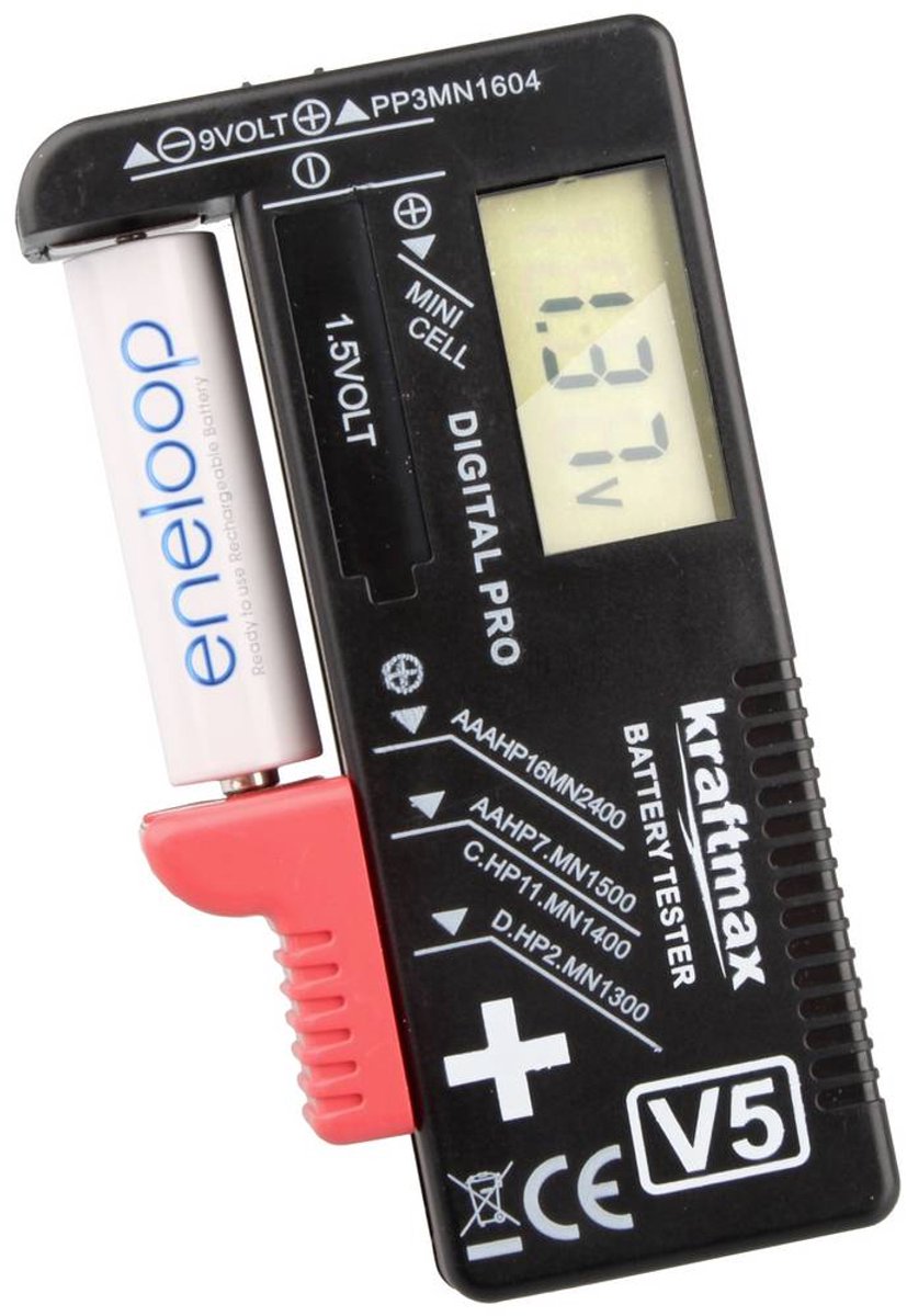 kraftmax Batterijtester Meetbereik (batterijtester) 1.2 V, 1.5 V Oplaadbare batterij, Batterij 146699