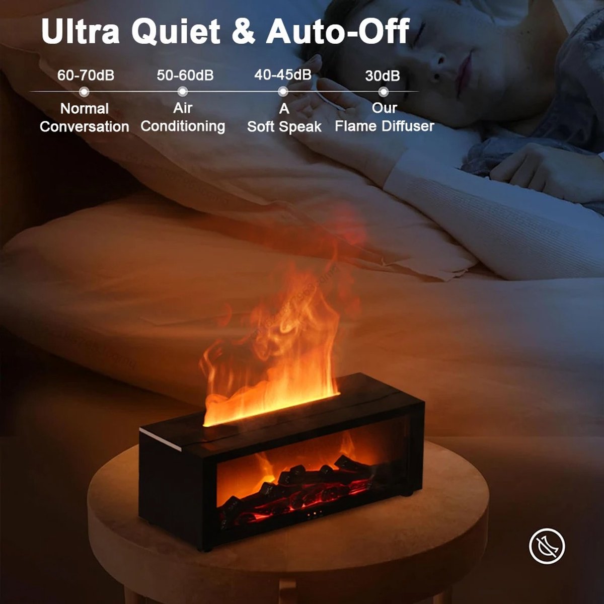FlameMist – Luchtbevochtiger & Aroma Diffuser met LED Vlamlicht en Afstandsbediening