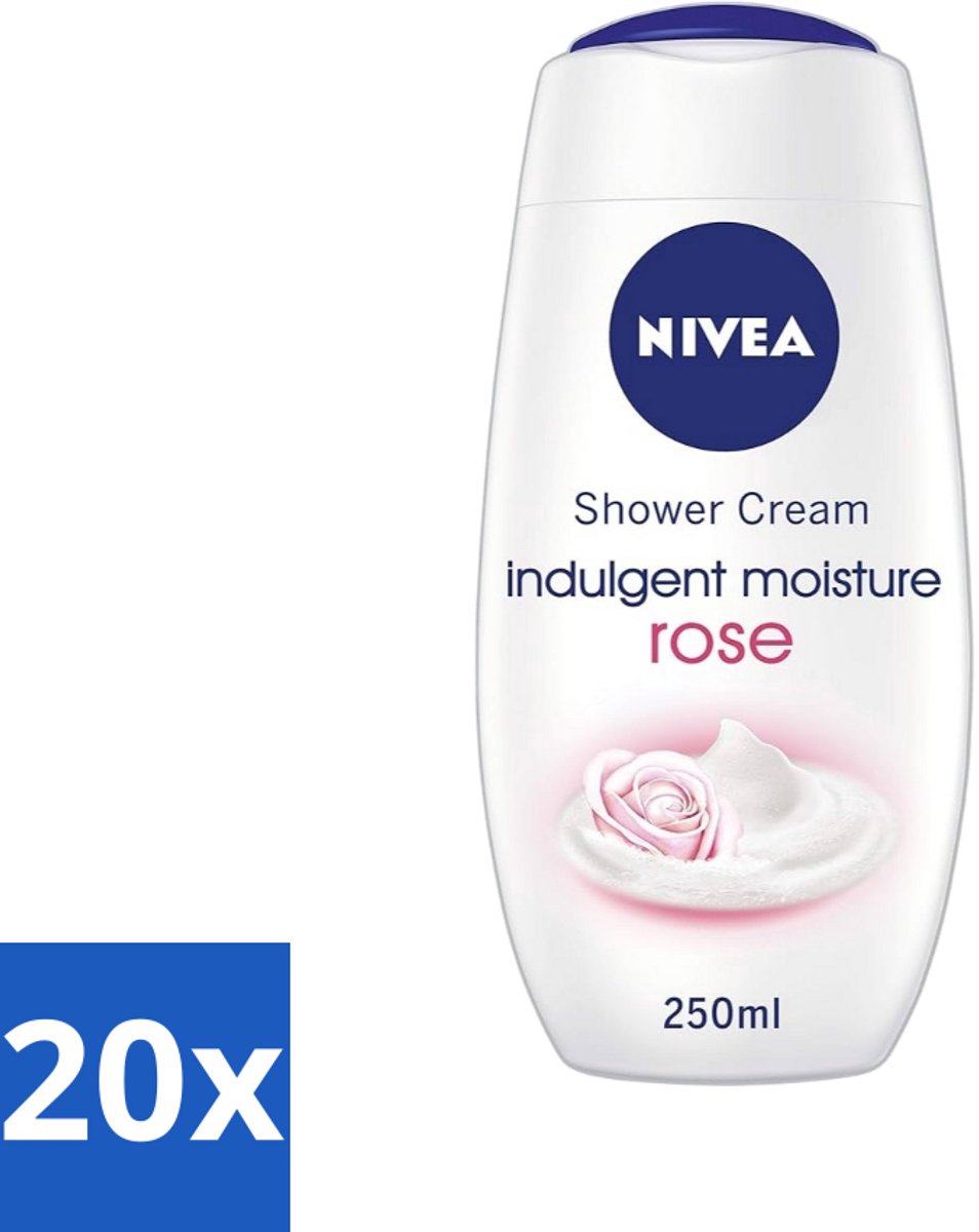 20 x Nivea - Shower Indulgent Moisture Rose Douchecrème - 250 ml - Douchecrème - Amandelmelk - Rozengeur - Hydraterende Douchecrème - Zachte Huid