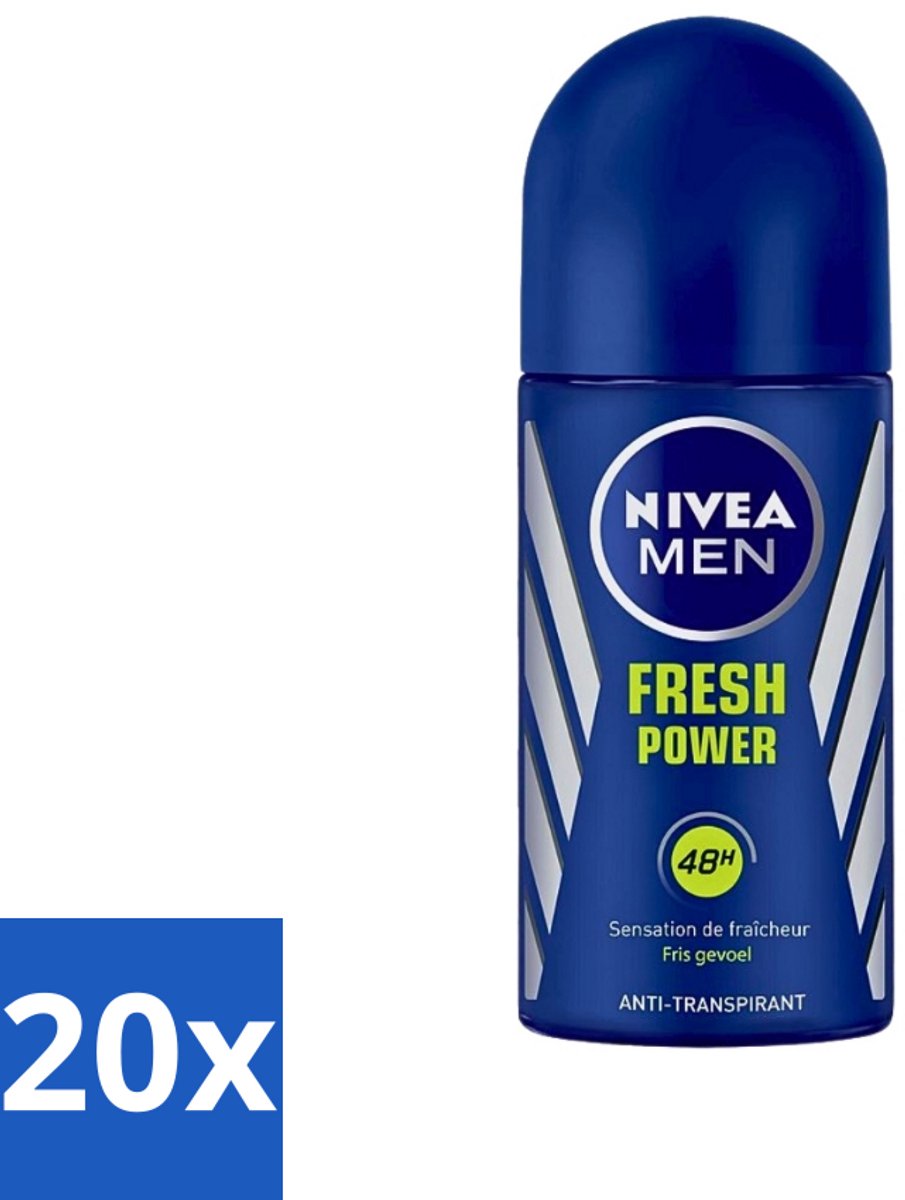 20 x Nivea - Men - Deodorant - Roller - Fresh Power - 50 ml - 48 Uur Bescherming - Anti-transpirant - Deodorant Roller - Mannelijke Geur - Frisheid