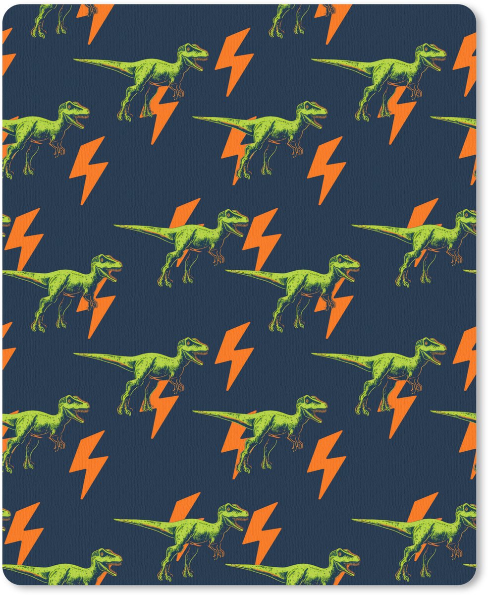 Muismat 19x23 cm - Mousepad Bliksemschichten - Oranje - Dinosaurussen - Muismatten