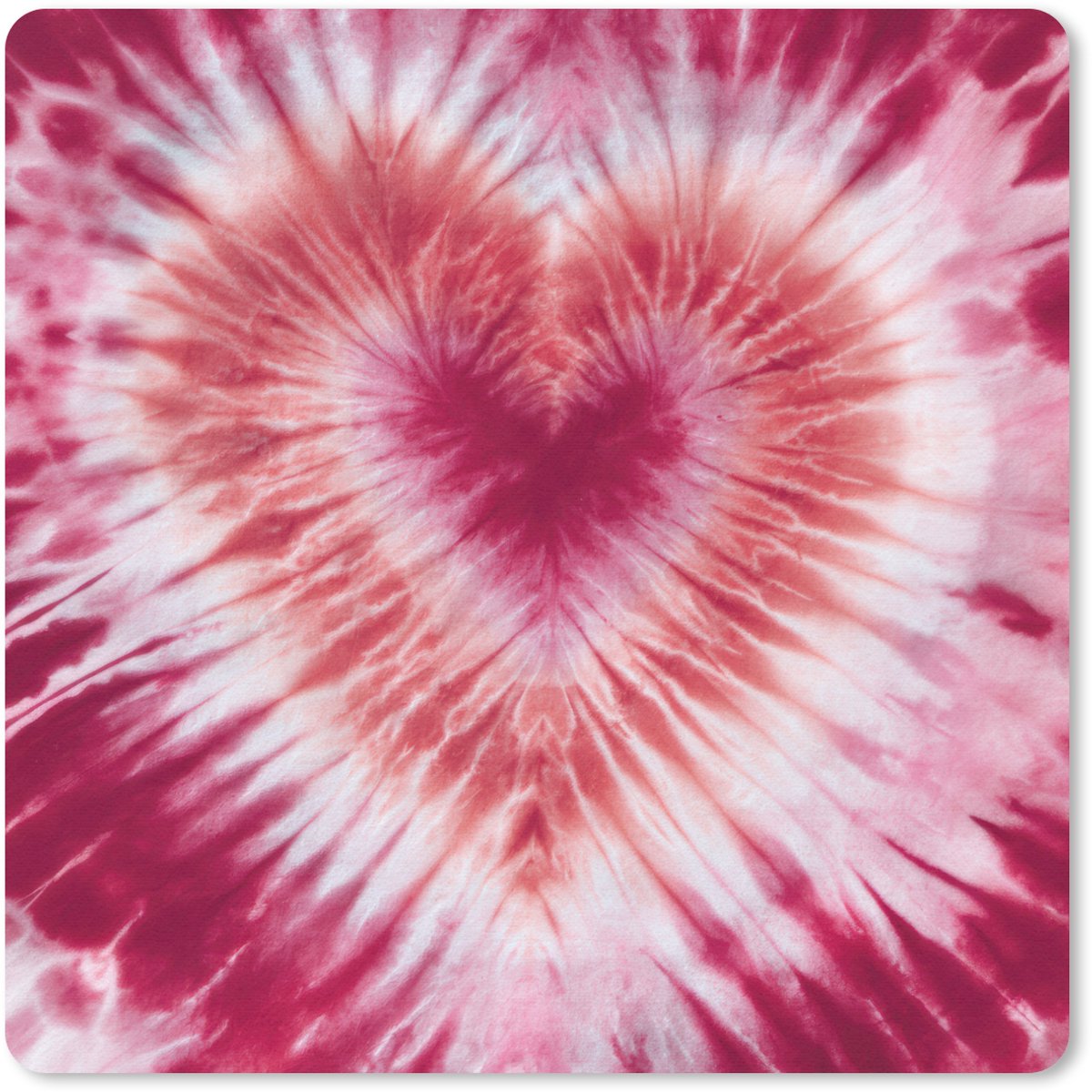 Muismat 20x20 cm - Mousepad Hartvorm - Roze - Tie dye - Muismatten