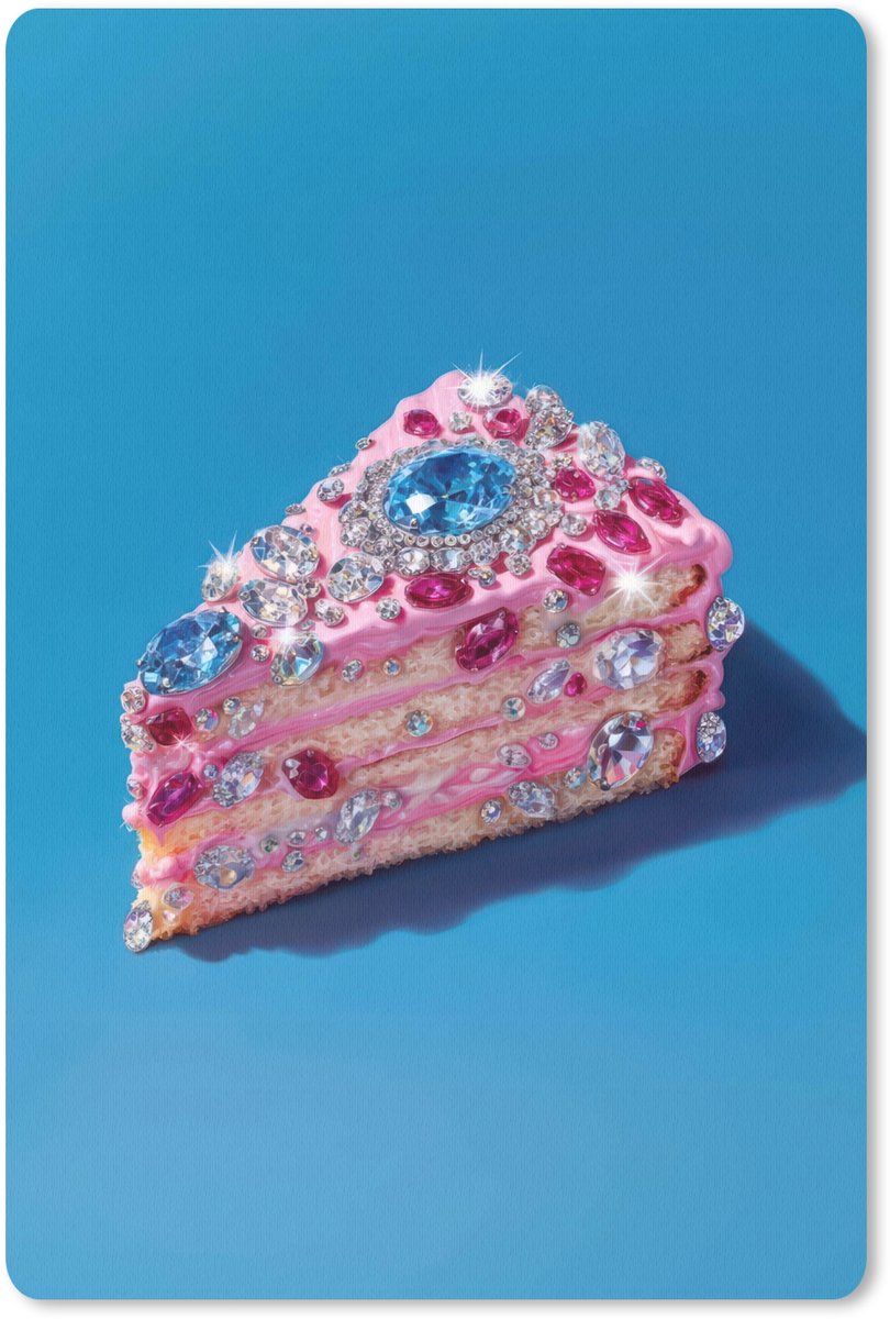 Muismat 18x27 cm - Mousepad Taart - Edelstenen - Glitters - Roze - Muismatten