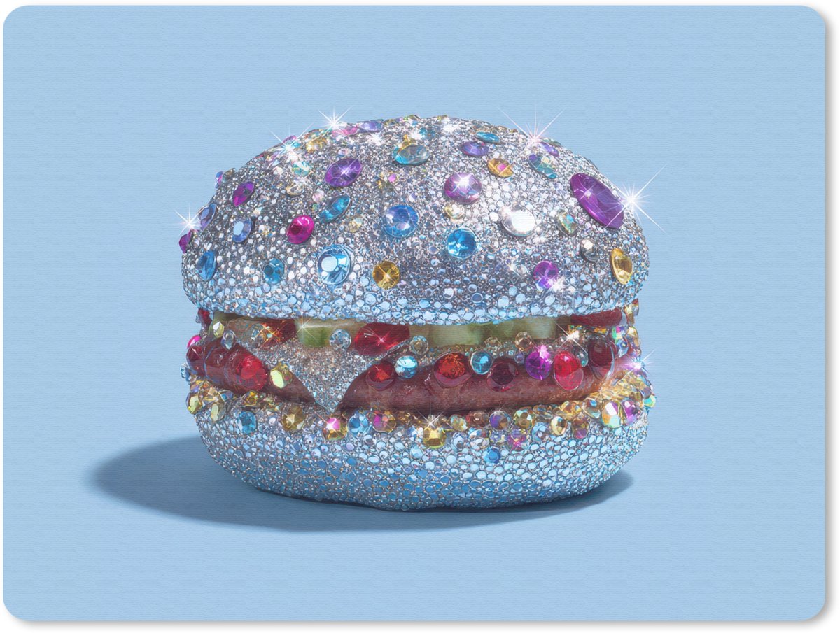 Muismat 23x19 cm - Mousepad Glitters - Hamburger - Blauw - Muismatten