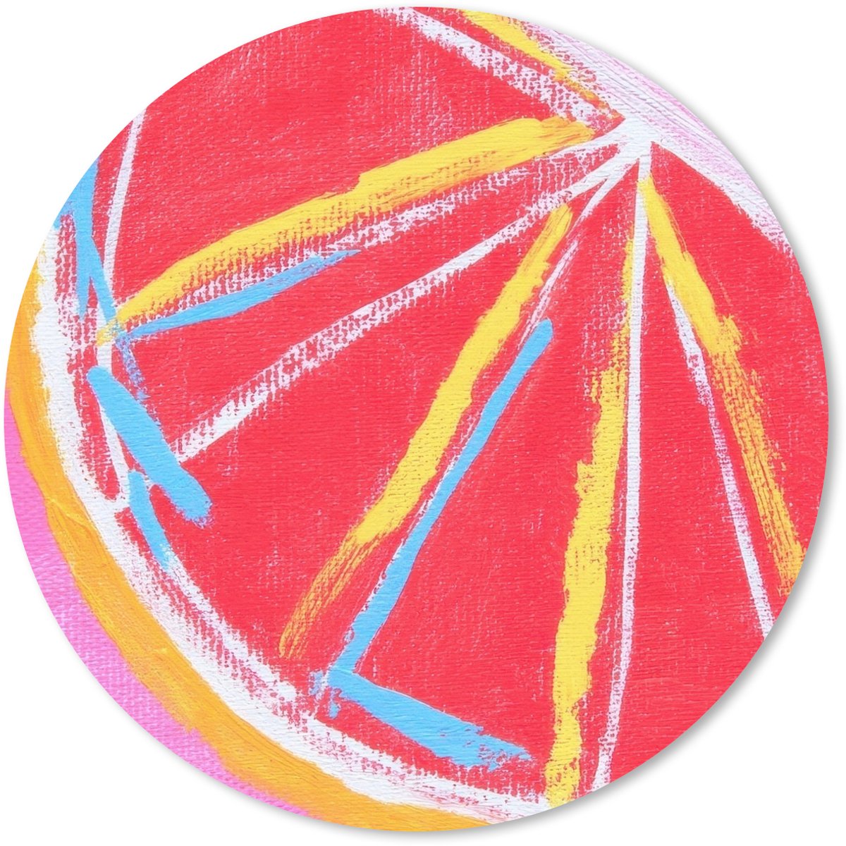Muismat rond 40x40 cm - Mousepad Grapefruit - Geschilderd - Roze - Strepen - Ronde muismatten