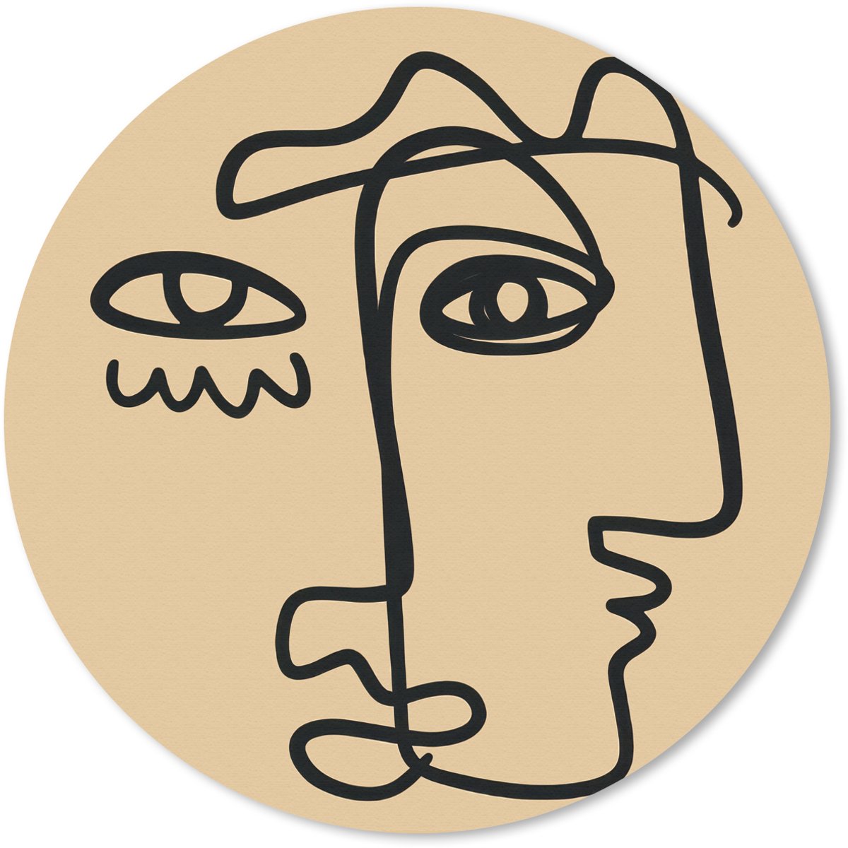 Muismat rond 20x20 cm - Mousepad Overlappende profielen - Lichtbruin - Zwart - Ronde muismatten
