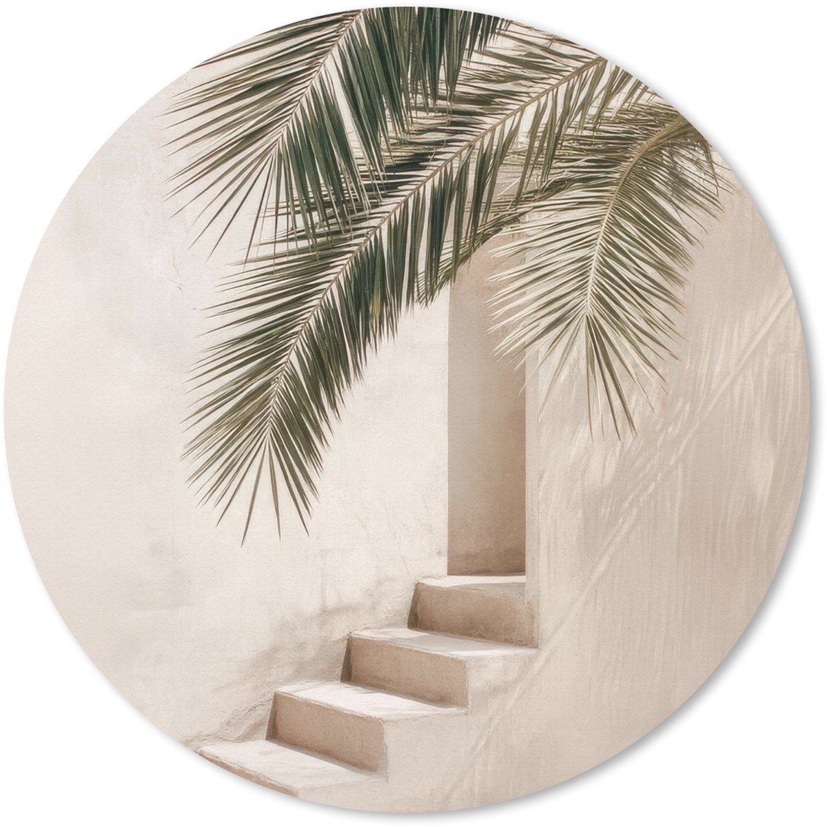 Muismat rond 30x30 cm - Mousepad Palmboom - Schaduw - Trap - Beige - Ronde muismatten