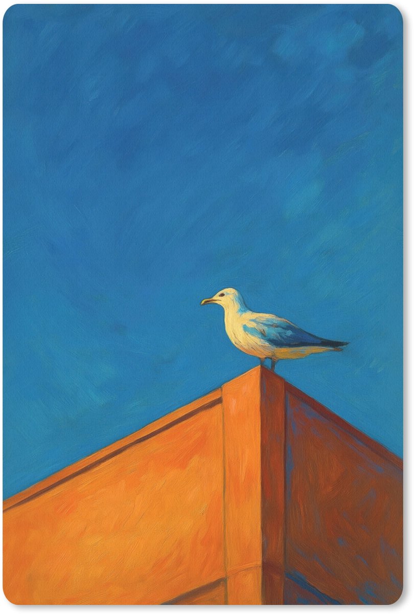 Muismat 18x27 cm - Mousepad Meeuw - Gebouw - Lucht - Geschilderd - Muismatten