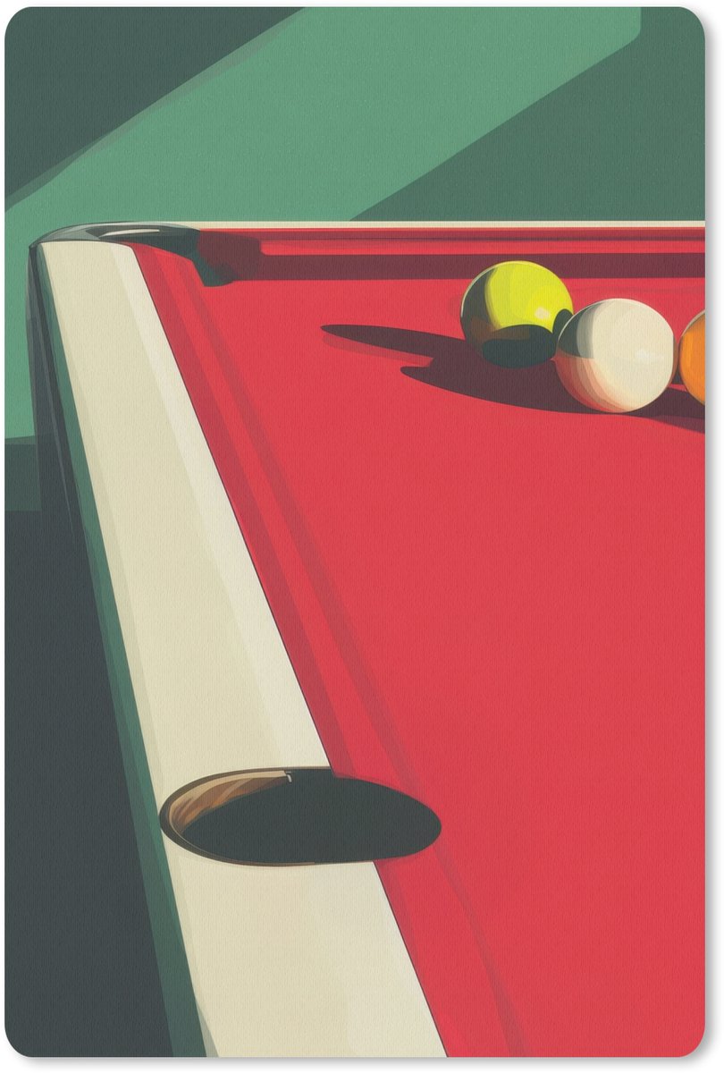 Muismat 18x27 cm - Mousepad Biljarttafel - Ballen - Rood - Schaduw - Muismatten