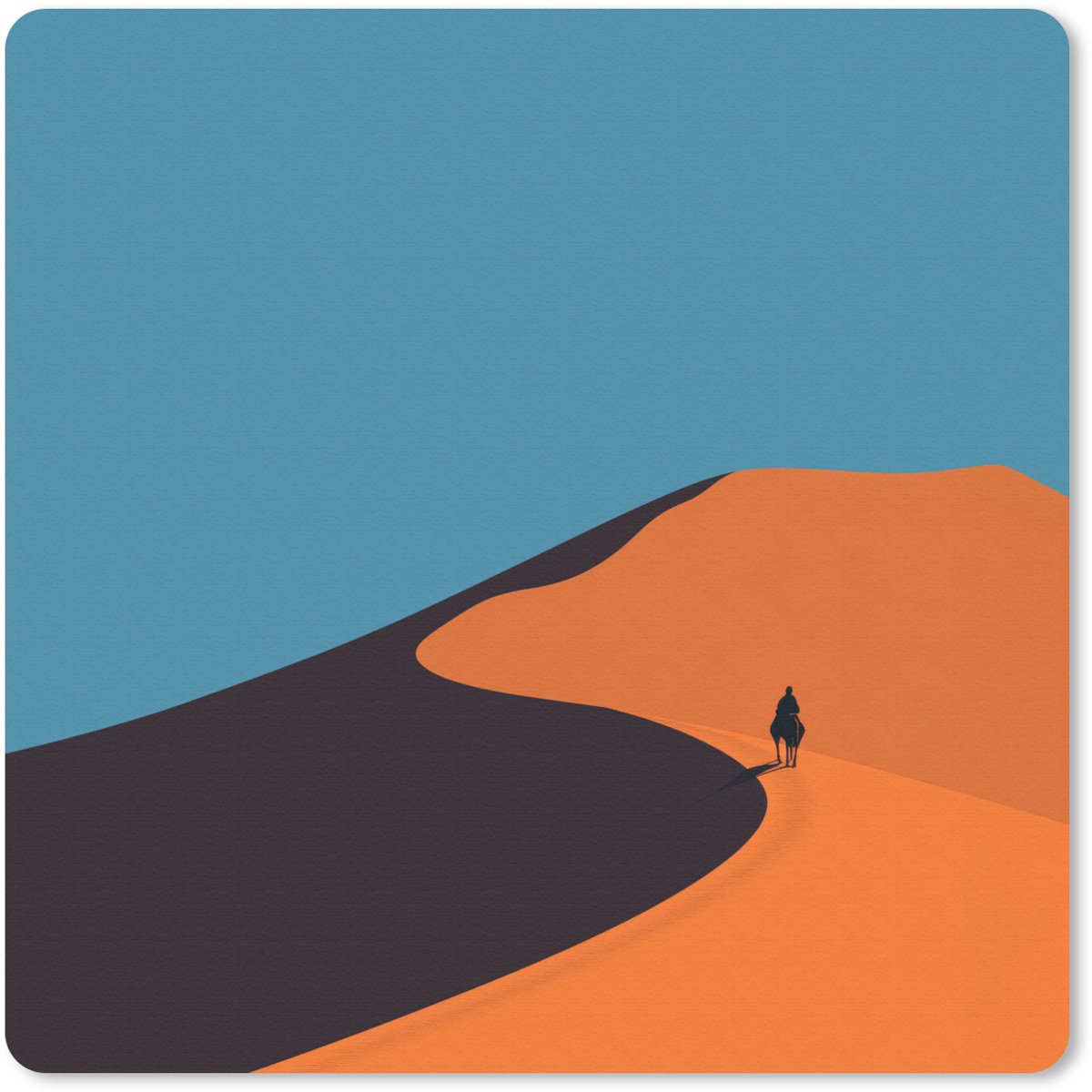 Muismat 20x20 cm - Mousepad Feloranje duinen - Schaduw - Lege hemel - Muismatten