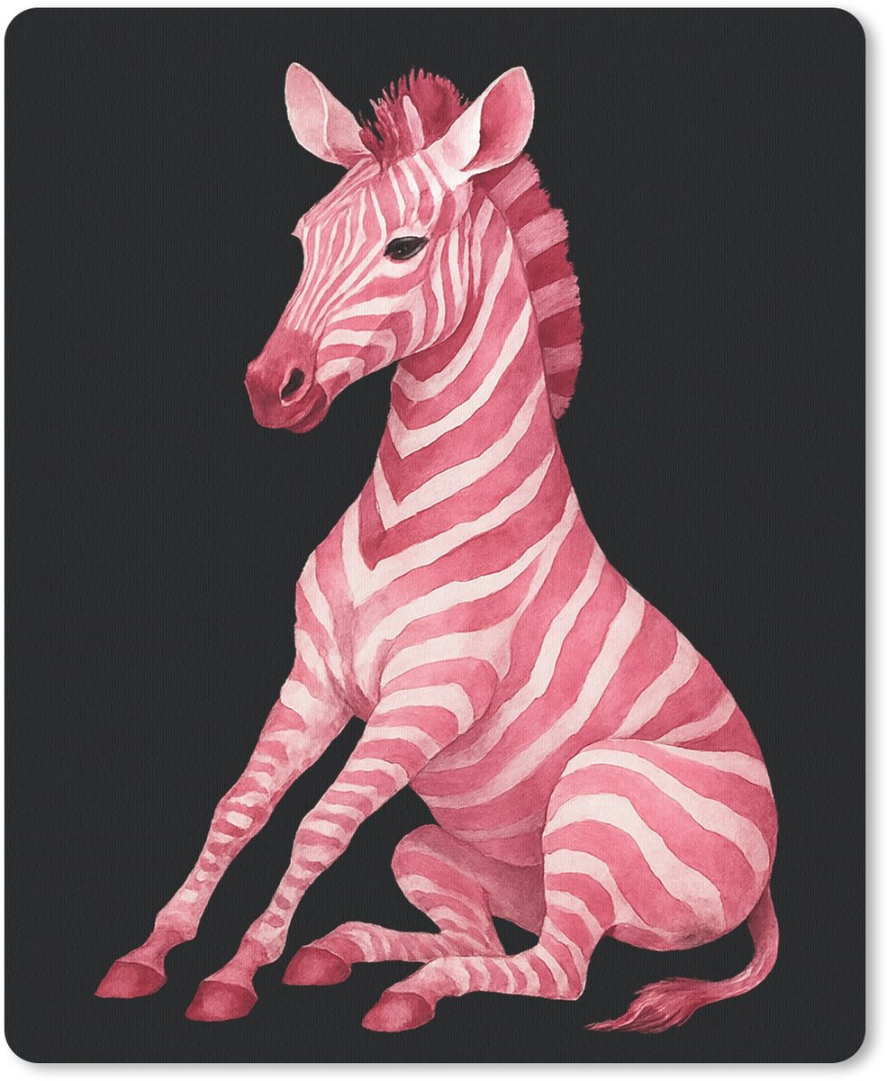 Muismat 19x23 cm - Mousepad Zebra - Roze - Gestreept - Muismatten