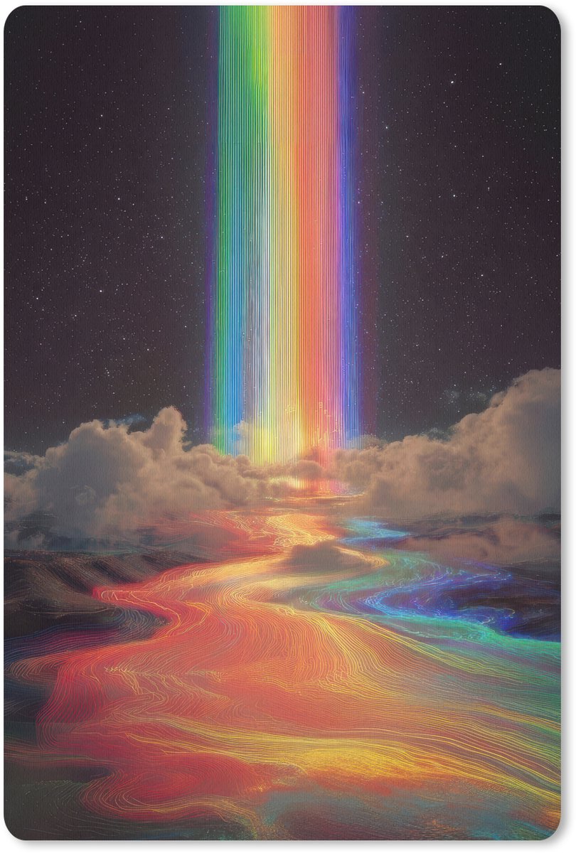 Muismat 18x27 cm - Mousepad Regenboog - Verticaal - Sterrenhemel - Wolken - Muismatten