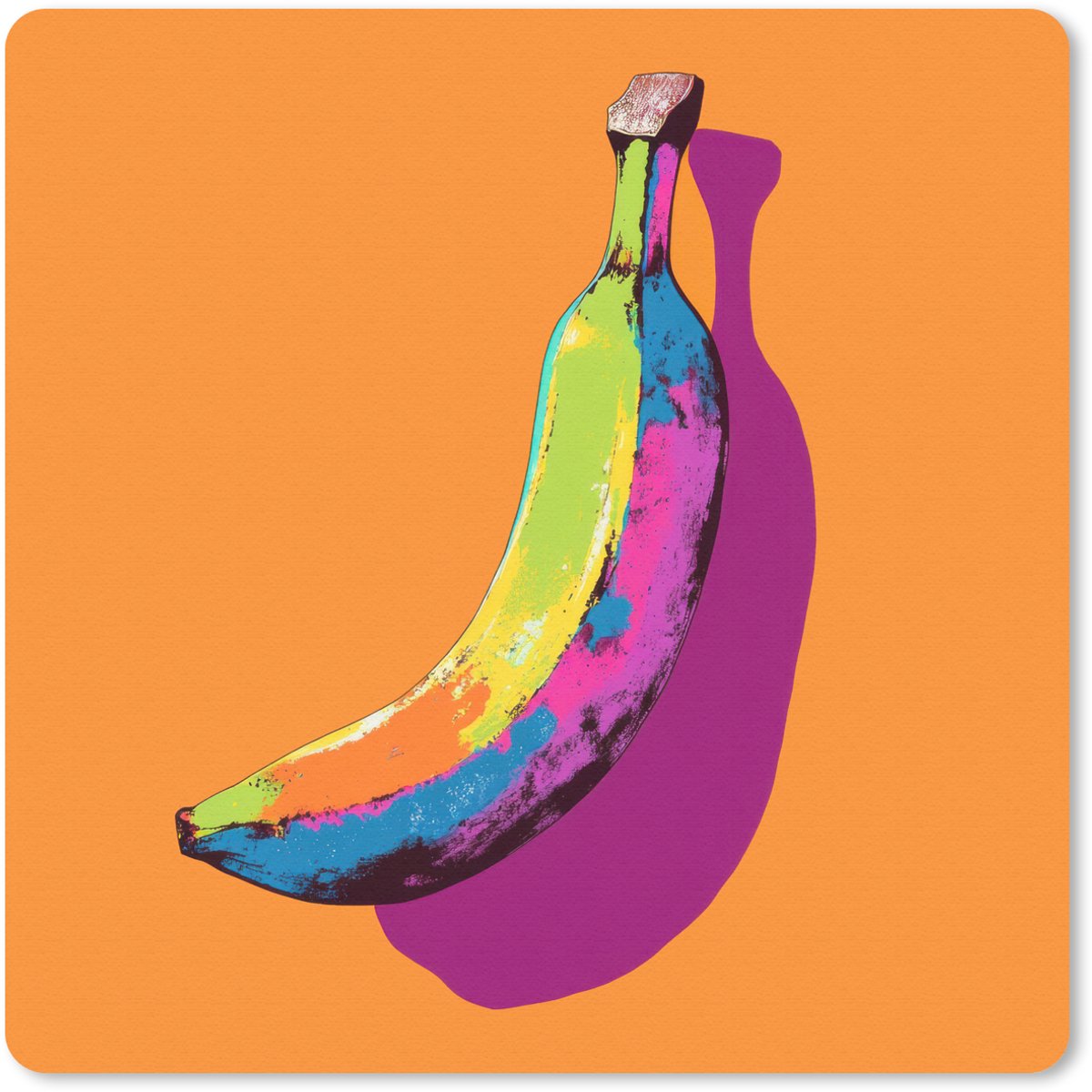 Muismat 20x20 cm - Mousepad Felle kleuren - Banaan - popart - Muismatten