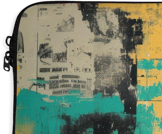 Laptophoes 13 inch - Klassiek - Pareloorbel - Streetartstijl - Kleurrijk - Laptop sleeve - Binnenmaat 32x22,5 cm - Zwarte achterkant