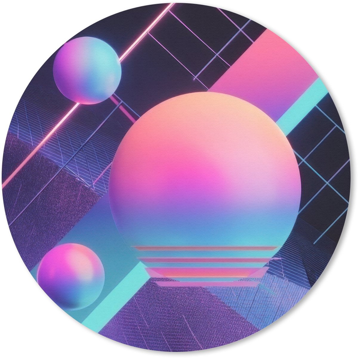 Muismat rond 40x40 cm - Mousepad Cirkels - Vlakken - Abstract - Blauw - Ronde muismatten