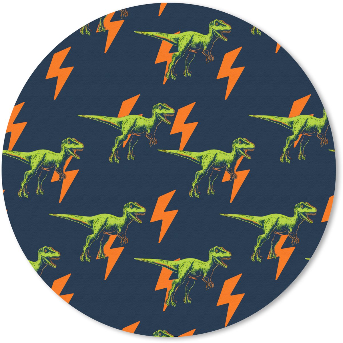 Muismat rond 40x40 cm - Mousepad Bliksemschichten - Oranje - Dinosaurussen - Ronde muismatten