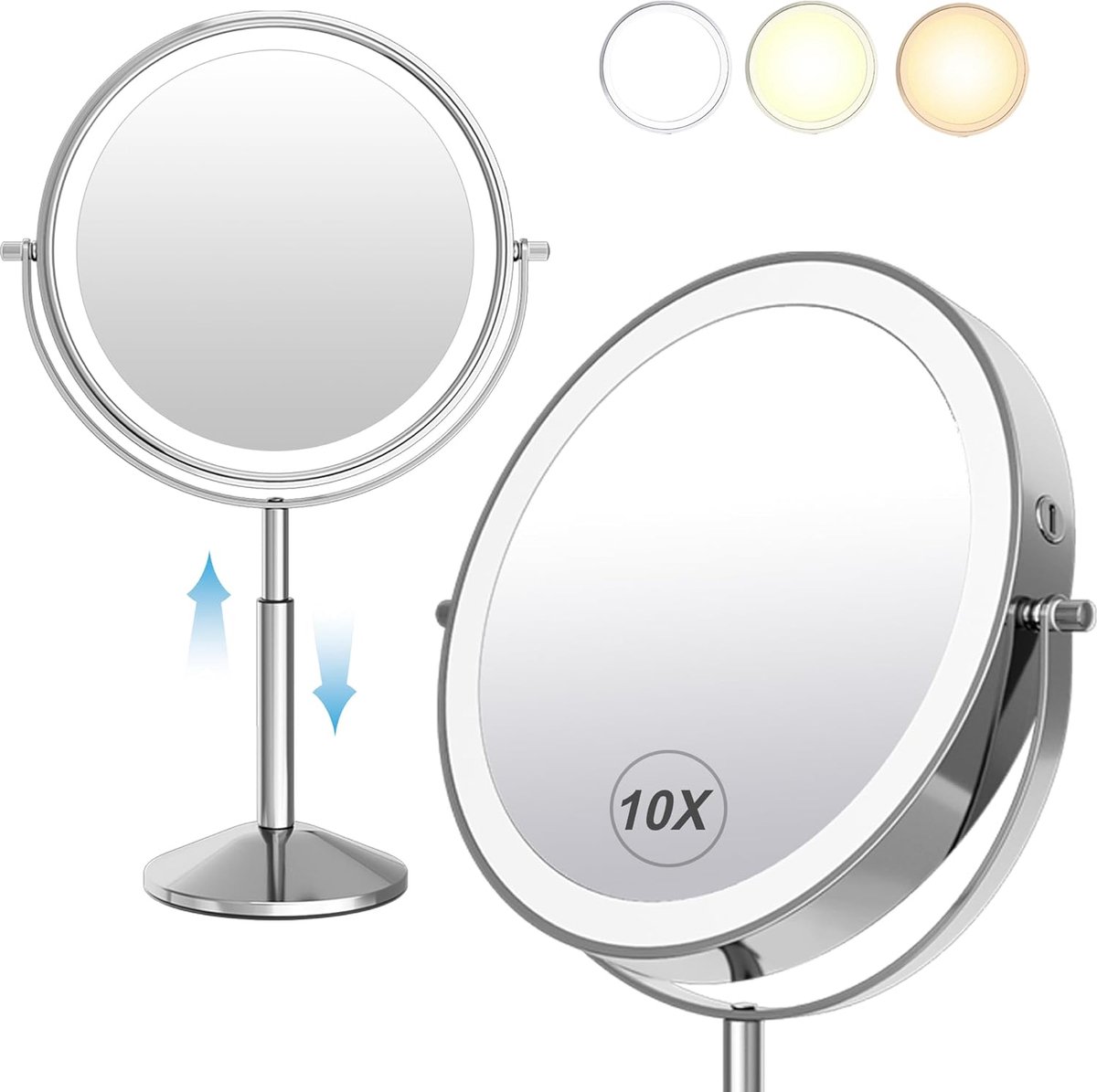 Vergrootglas Make-up Spiegel met LED Verlichting en Hoogte Verstelbaar