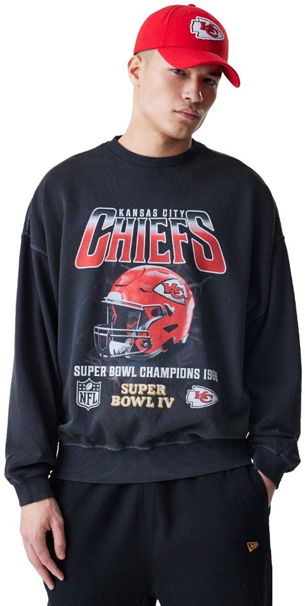 New Era Nfl Boxy Washed Kansas City Chiefs Sweatshirt XL Man Zwart