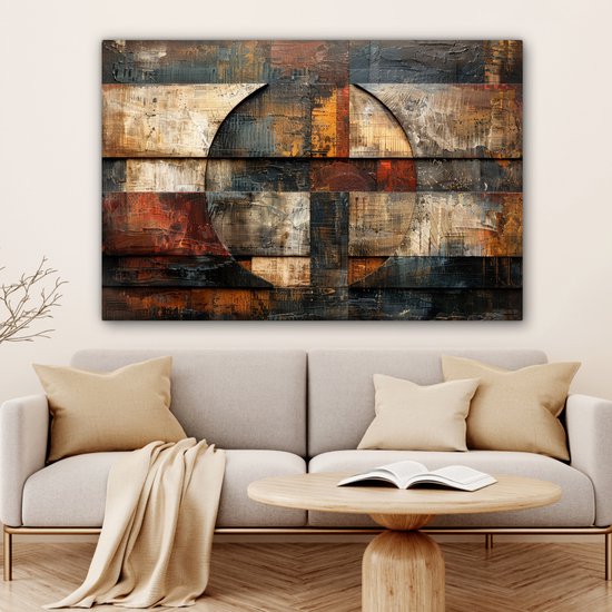 Tableau sur toile 120x80 cm - Décoration murale Art - Marron - Abstrait - Motif bois - Décoration murale murale salon - Décoration chambre moderne - Tableaux abstraits