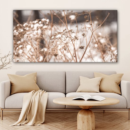 Peinture sur toile 160x80 cm - Décoration murale Fleurs séchées - Wit - Plantes - Décoration murale murale salon - Décoration chambre - Accessoires de chambre - Peintures